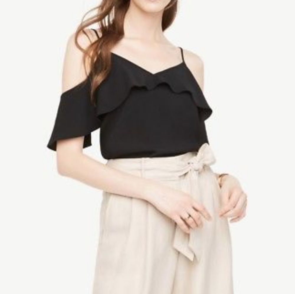 Ann Taylor Cold Shoulder Ruffle Top